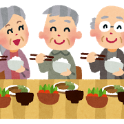 ご飯を食べる高齢者